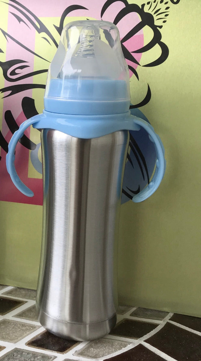 8 Ounce Baby Bottle - 2 Color Options - Clear Cap
