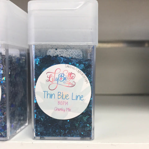 Glitter - Thin Blue Line Chunky Mix