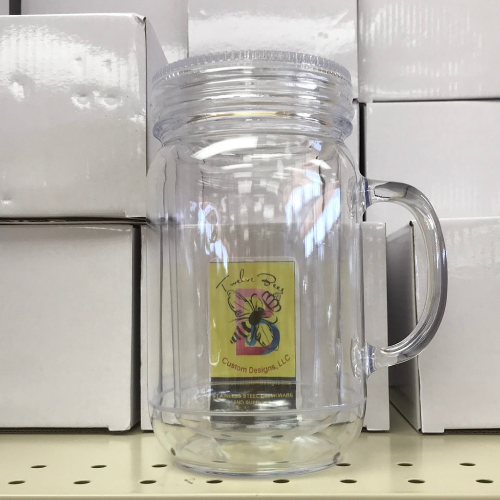 16 oz ACRYLIC Mason Jar W/ handle and Straw – Twelve Bees Custom Designs,  LLC